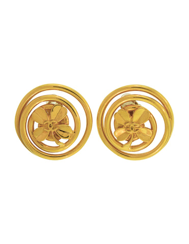 Chanel Vintage SS 1993 Huge Golden Clover Swirl Earrings
