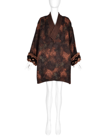 Christian Lacroix Vintage AW 1994 Autumnal Patterned Oversized Wool Coat