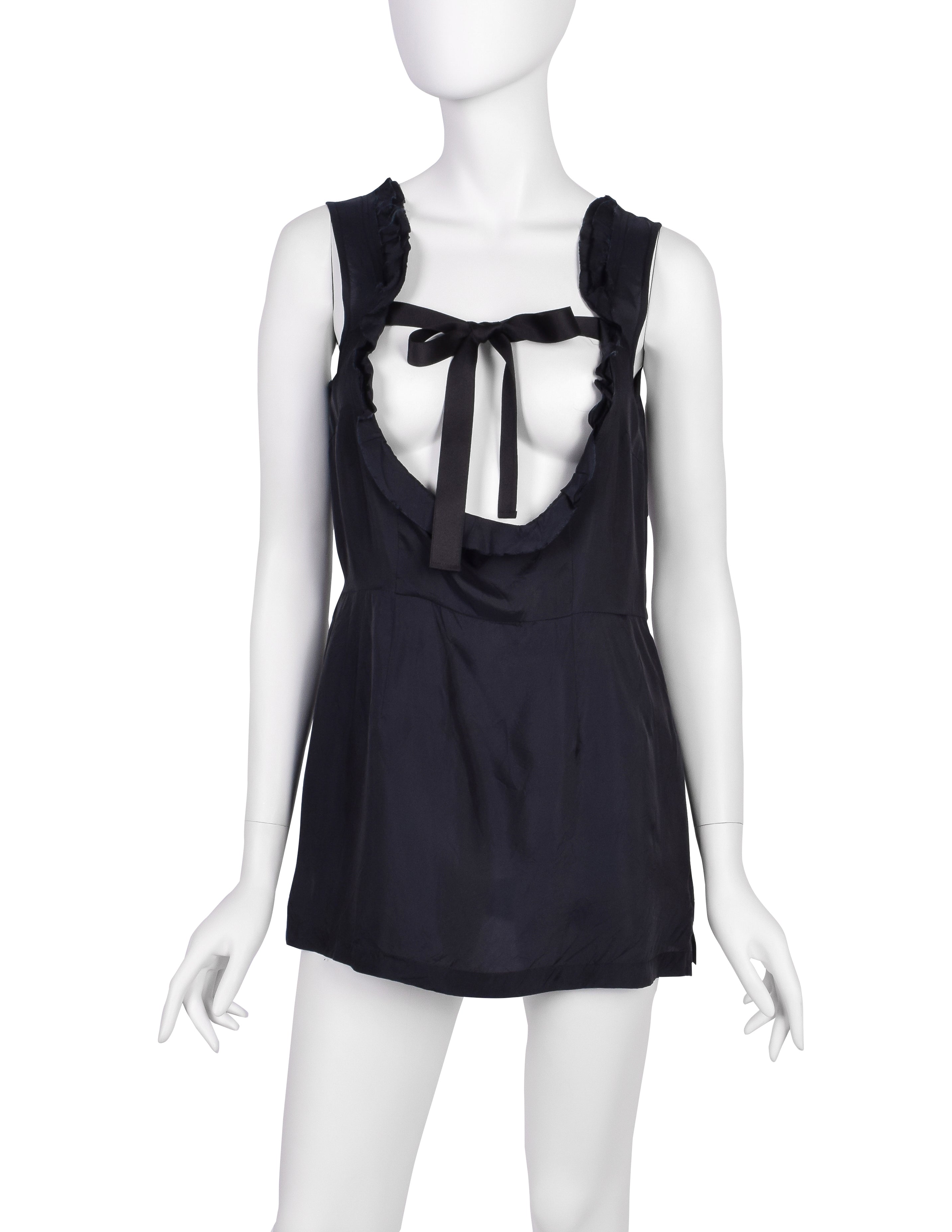 Comme des Garcons Vintage SS 2002 Black Sleeveless Ribbon Tie Top