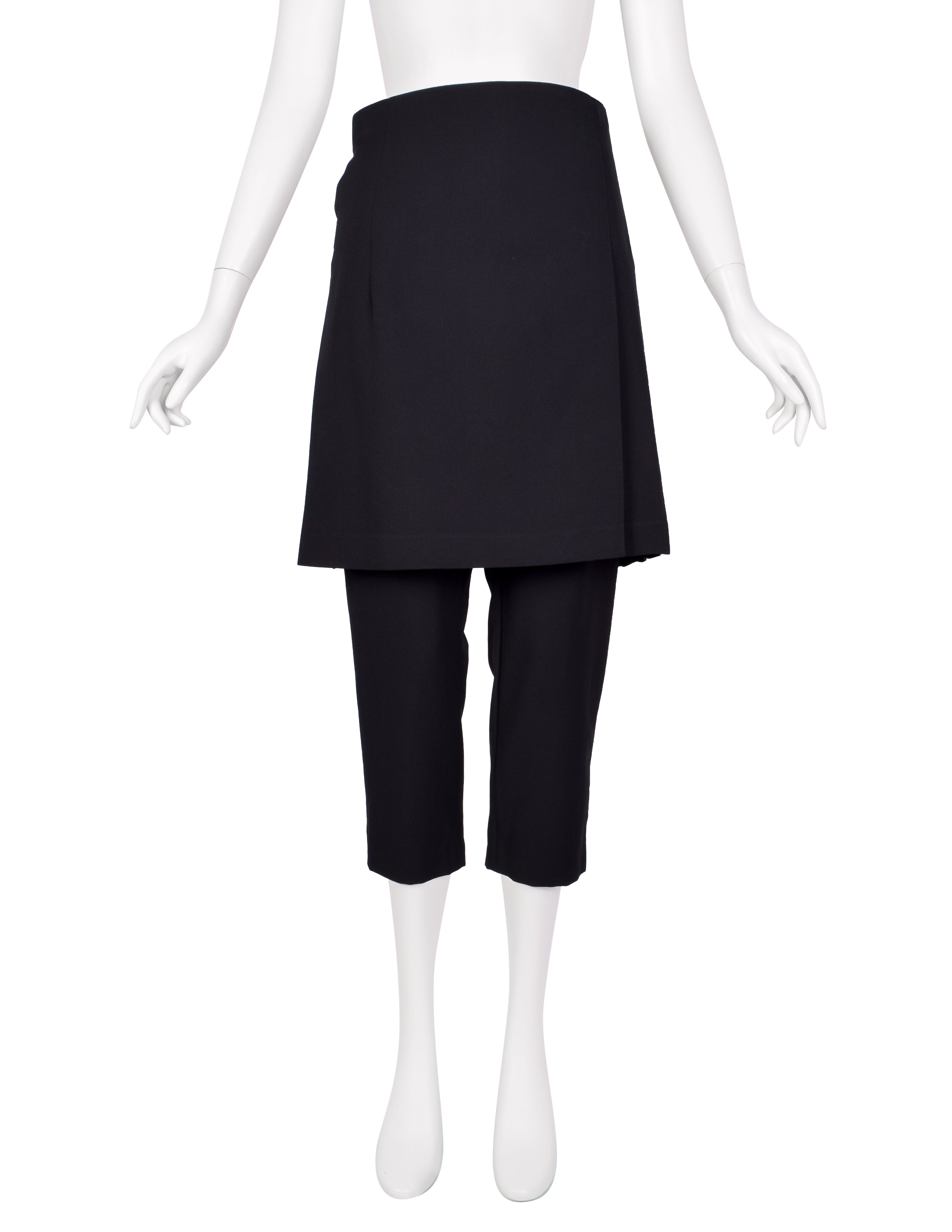 Comme des Garcons Vintage Cropped Black Wool Kilt Pants