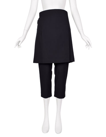 Comme des Garcons Vintage Cropped Black Wool Kilt Pants