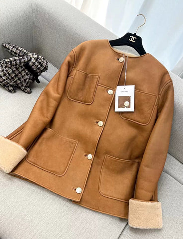 Chanel 24K Brown Shearling Coat