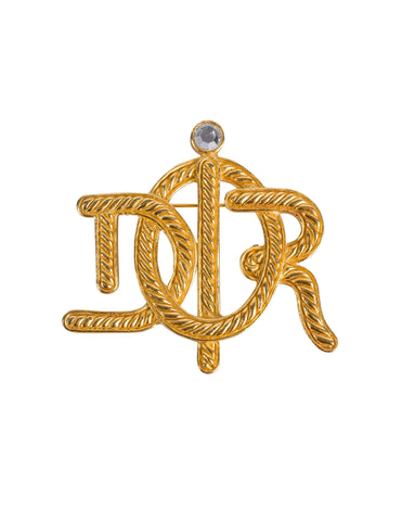 Christian Dior Vintage Golden Dior Namesake Statement Brooch