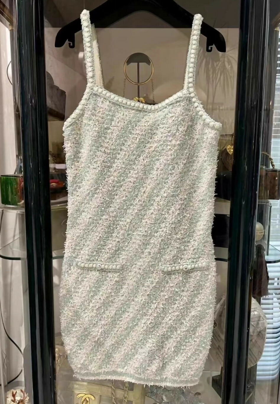 Chanel 23S Mint Green tweed Dress