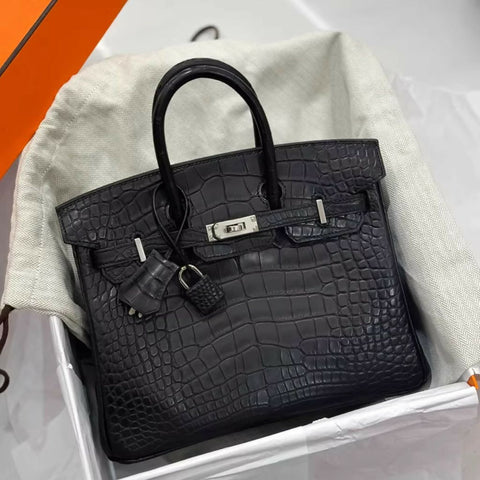 Hermès Birkin 25 Black Crocodile Matte Palladium Hardware