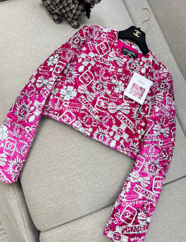 Chanel 23N Rose/Red Velvet jacket