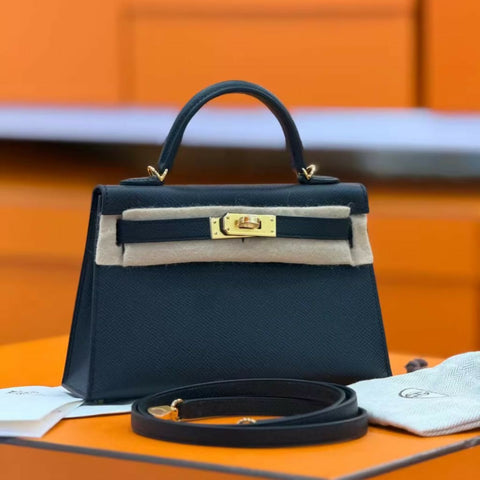 Hermès Mini Kelly Black Epsom with Gold Hardware