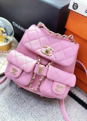 Chanel 23p pink mini Backpack gold hardware