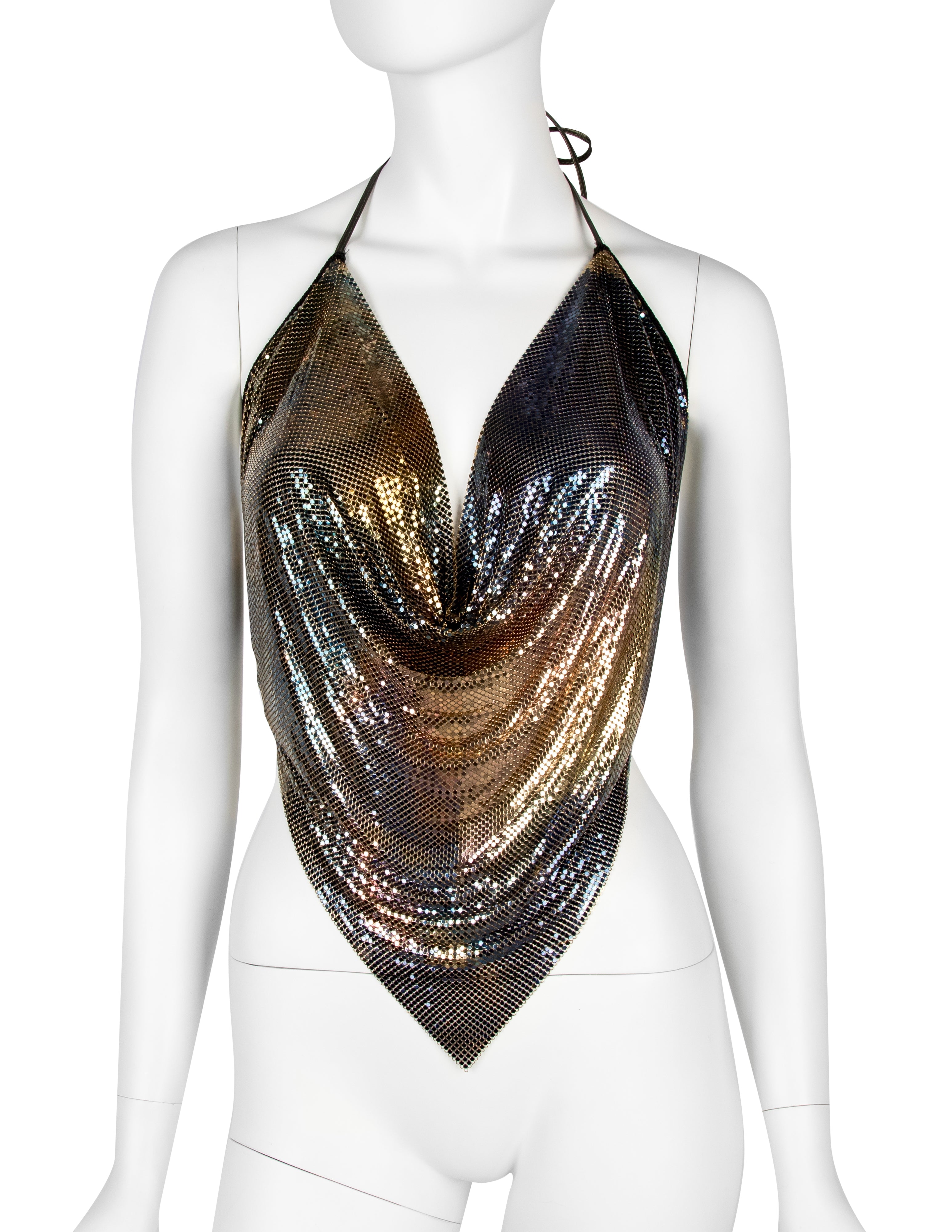 Ferrara Archive Iconic Ombre Metal Mesh Pointed Halter Top