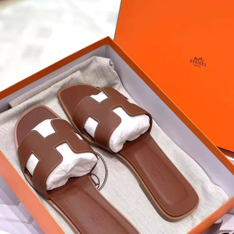 Hermès H Oran Slippers Golden Brown (Size 37)