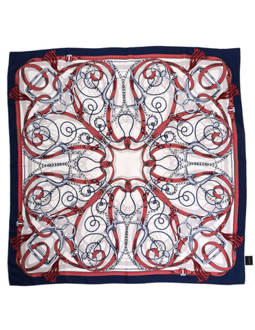 Gucci Equestrian Horsebit Chain and Strap Motif Silk Scarf