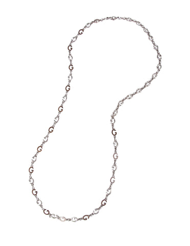Gucci Vintage Sterling Silver and Enamel G Link Long Necklace