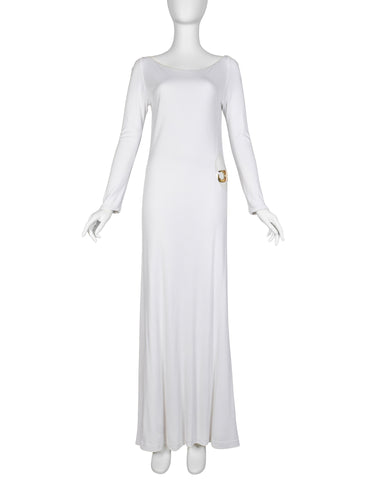 Gucci by Tom Ford Vintage AW 1996 Legendary White Jersey & Mariner Link Cutout Gown