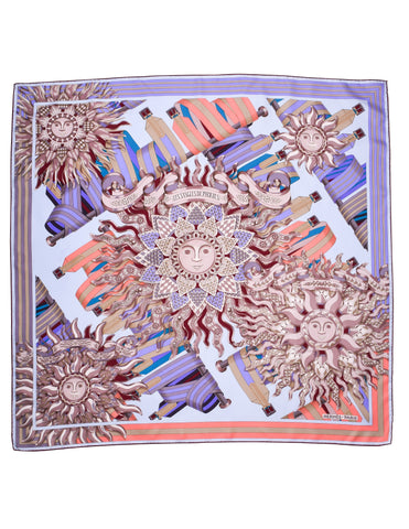 Hermes Vintage Le Sangles De Phoebus by Joachim Metz Pastel Sun Silk Scarf