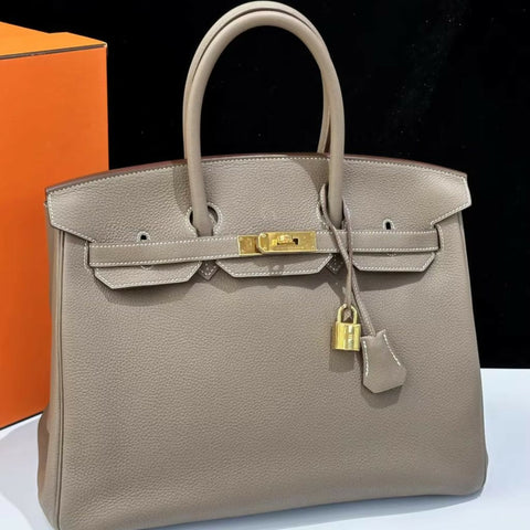 Hermes Birkin 35 Etoupe Togo leather gold hardware