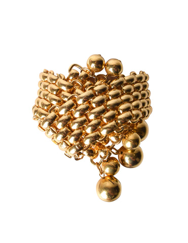 6 Donna Vintage 1980s Golden Chain and Dangling Ball Statement Bracelet