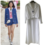 NWT Chanel 23C Monte-Carlo Runway Long Tuxedo Dress Shirt Blouse FR 40