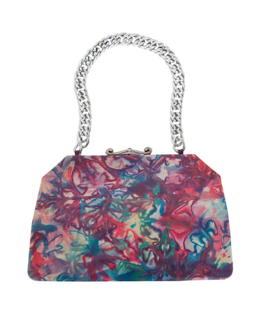 Jacomo Paris Vintage 1960s Abstract Floral Leather Bag