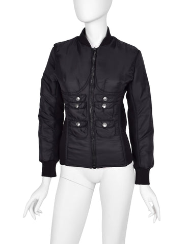 Jean Paul Gaultier Vintage Black Padded Ab Pocket Bomber Jacket
