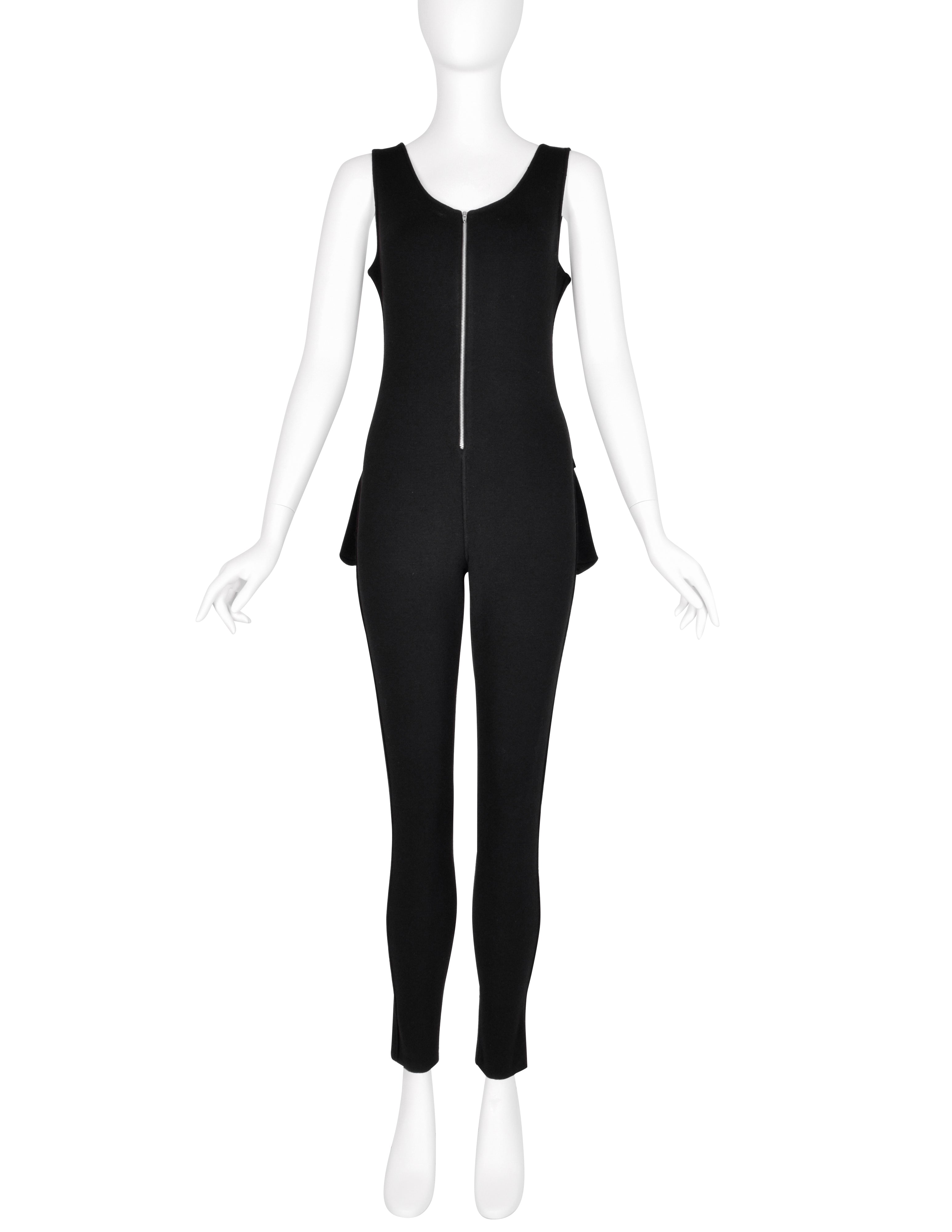 Jean Paul Gaultier Vintage AW 1992 Black Stretch Knit Wool Jumpsuit
