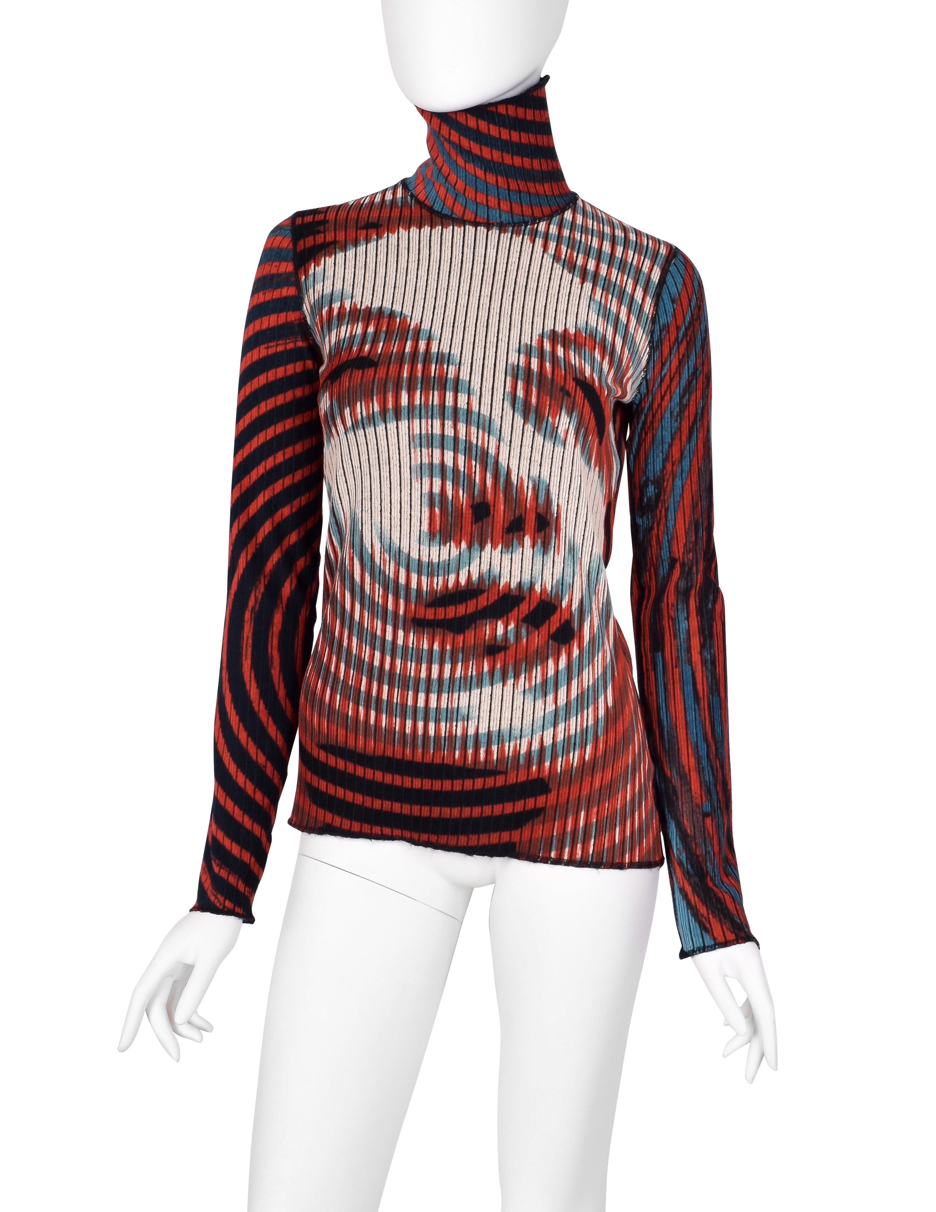 Jean Paul Gaultier Vintage AW 2001 Greta Garbo Optic Face Print Top