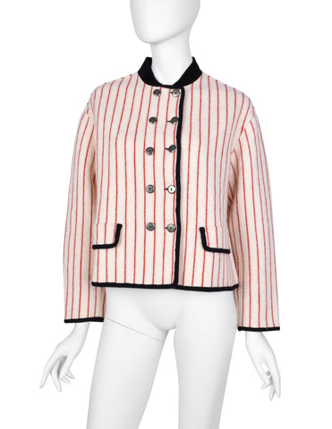 Jean Paul Gaultier Vintage AW 1992 White and Red Stripe Cropped Knit Wool Jacket