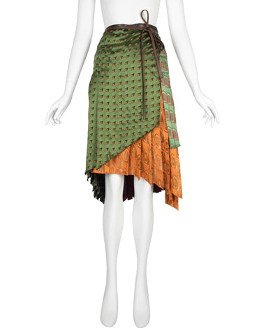 Jean Paul Gaultier Vintage AW 2002 Optic Jacquard Multicolor Panel Wrap Skirt