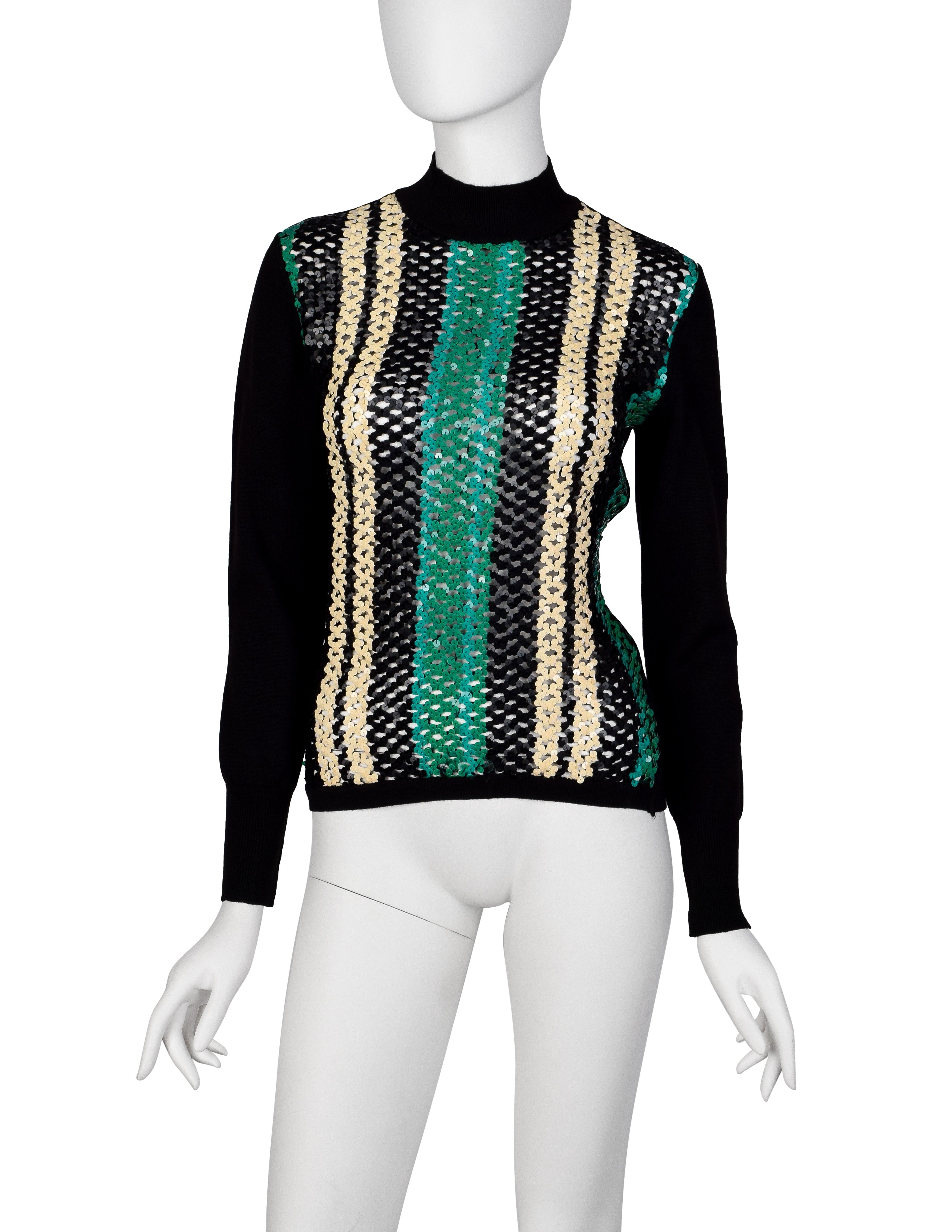 Jean Paul Gaultier Vintage AW 1991 Striped Sequin Net Knit Sweater