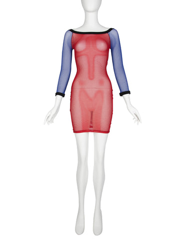 Jean Paul Gaultier Vintage Junior Gaultier SS 1992 Fishnet Color Block Mini Dress