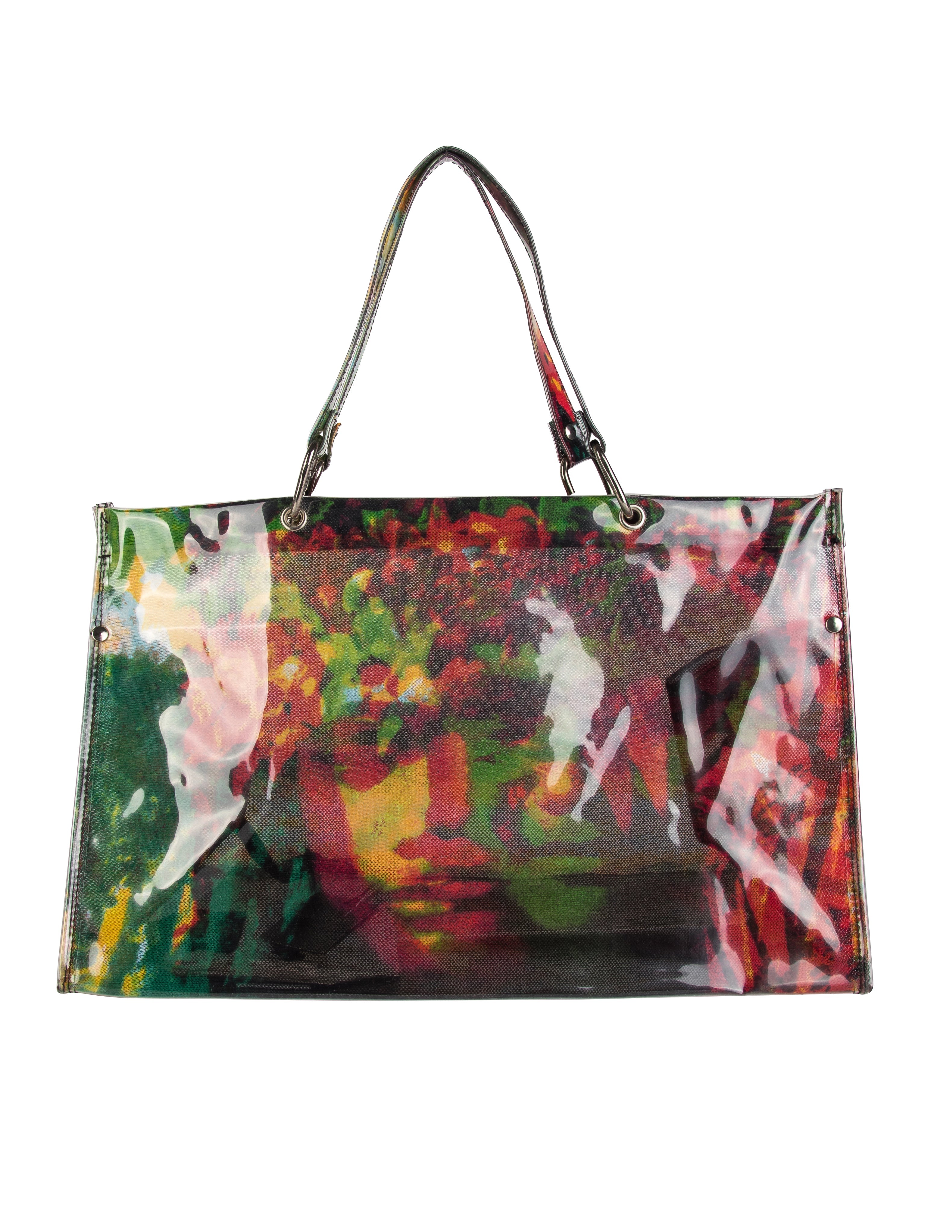 Jean Paul Gaultier Vintage SS 2000 'Love Boat' Collection Vinyl Encased Mesh Tahitian Face Print Tote Bag