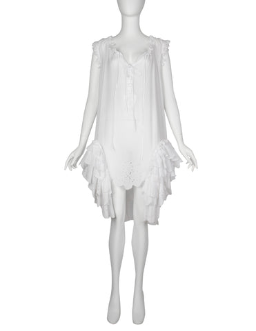 Jean Paul Gaultier Vintage SS 2004 White Cotton Ruffle Oversized Dress