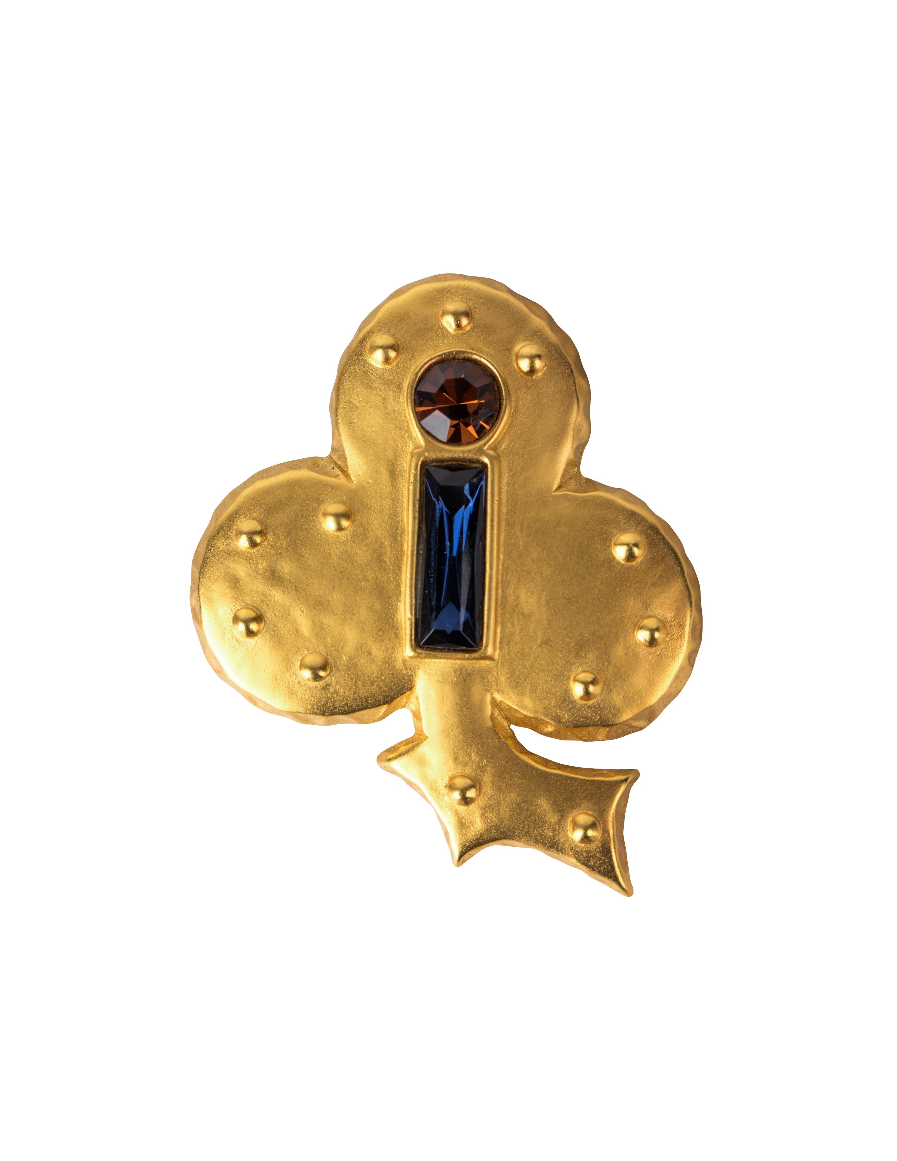 Karl Lagerfeld Vintage Golden Lucky Club Clover Brooch