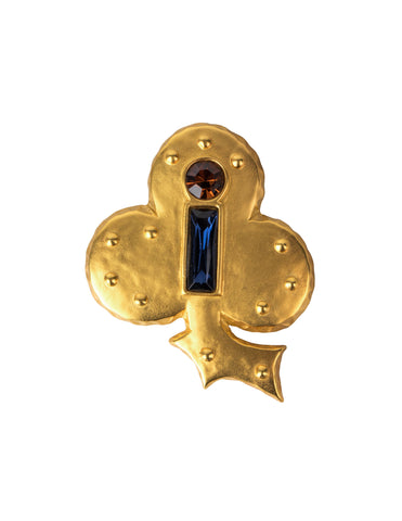 Karl Lagerfeld Vintage Golden Lucky Club Clover Brooch
