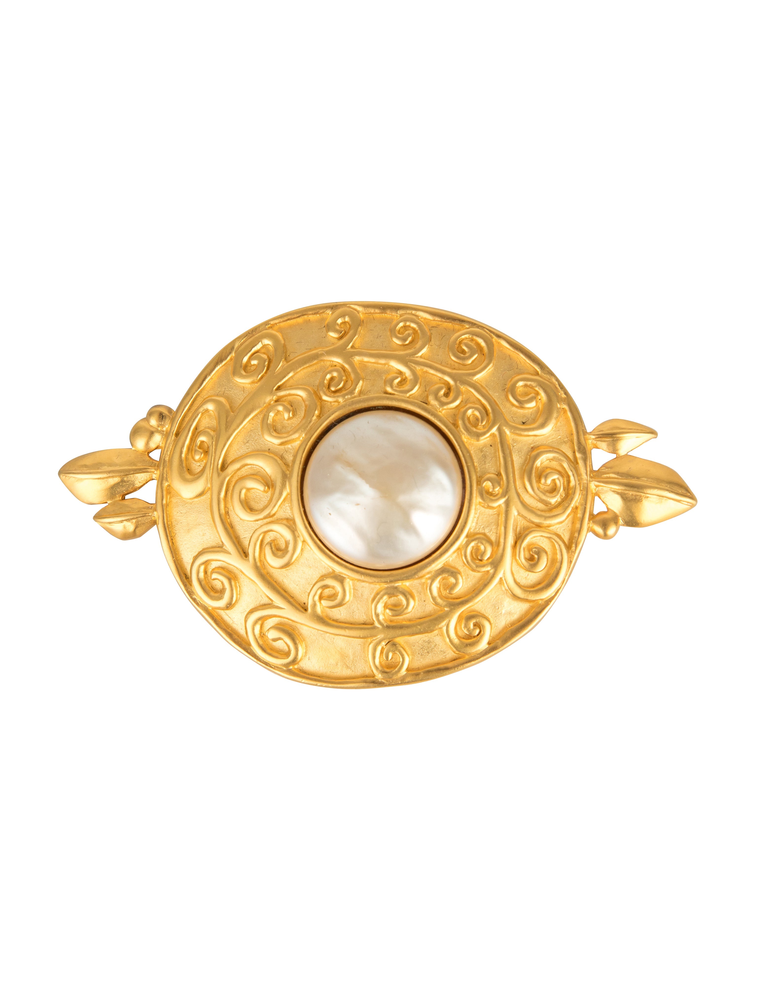 Karl Lagerfeld Vintage Golden Baroque Pearl Brooch