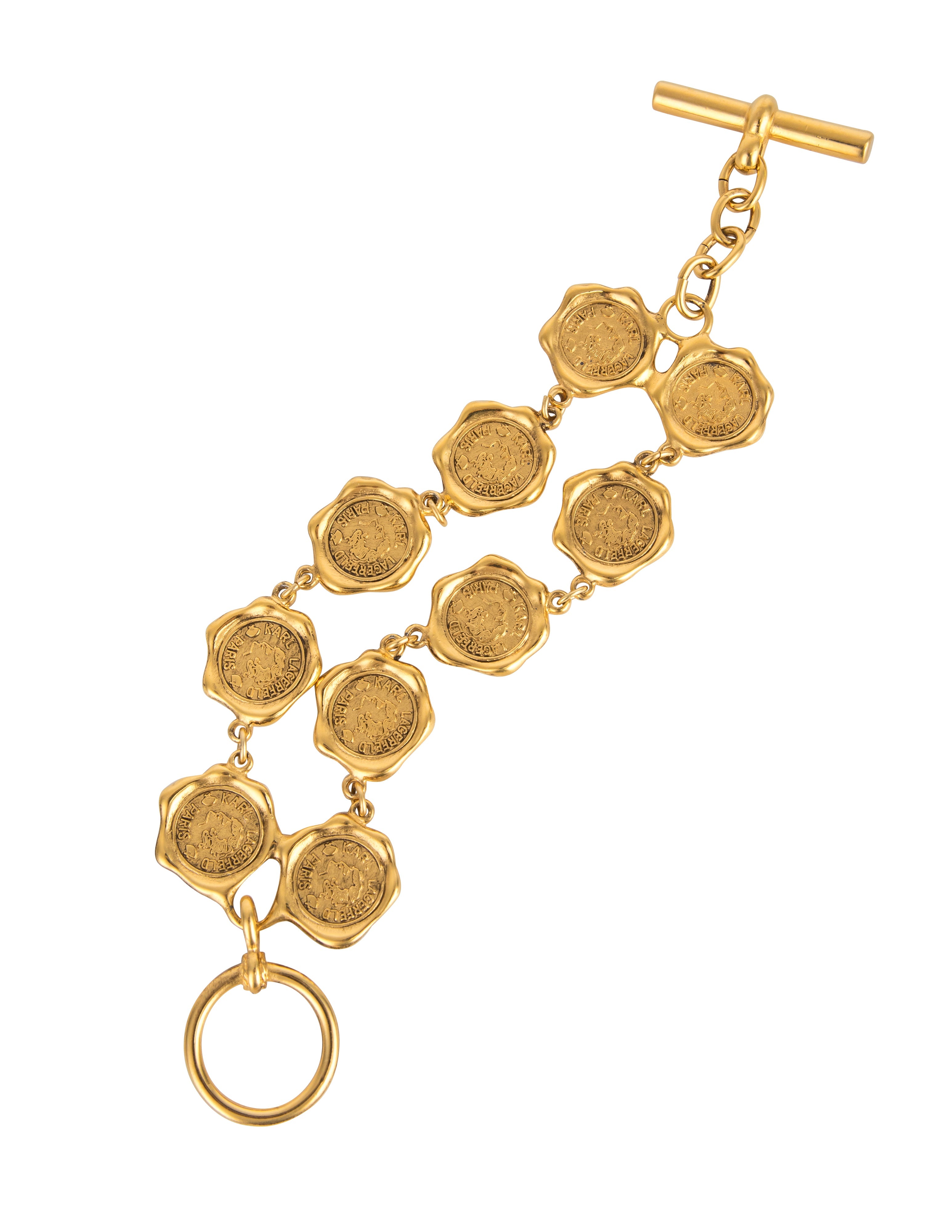 Karl Lagerfeld Vintage Golden Wax Seal Motif Bracelet