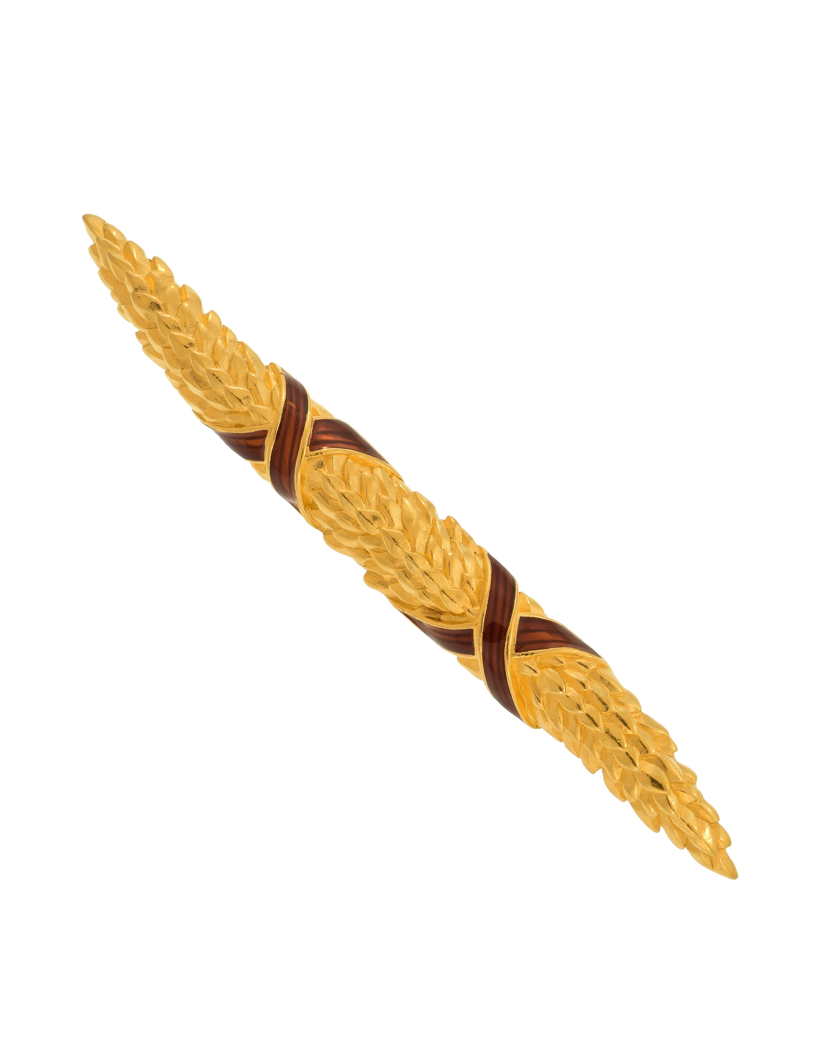 Karl Lagerfeld Vintage Golden & Red Enamel Wheat Brooch