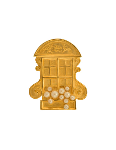 Karl Lagerfeld Vintage Golden Pearl French Window Tack Pin