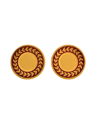 Karl Lagerfeld Vintage Golden & Red Enamel Dinner Plate Statement Earrings