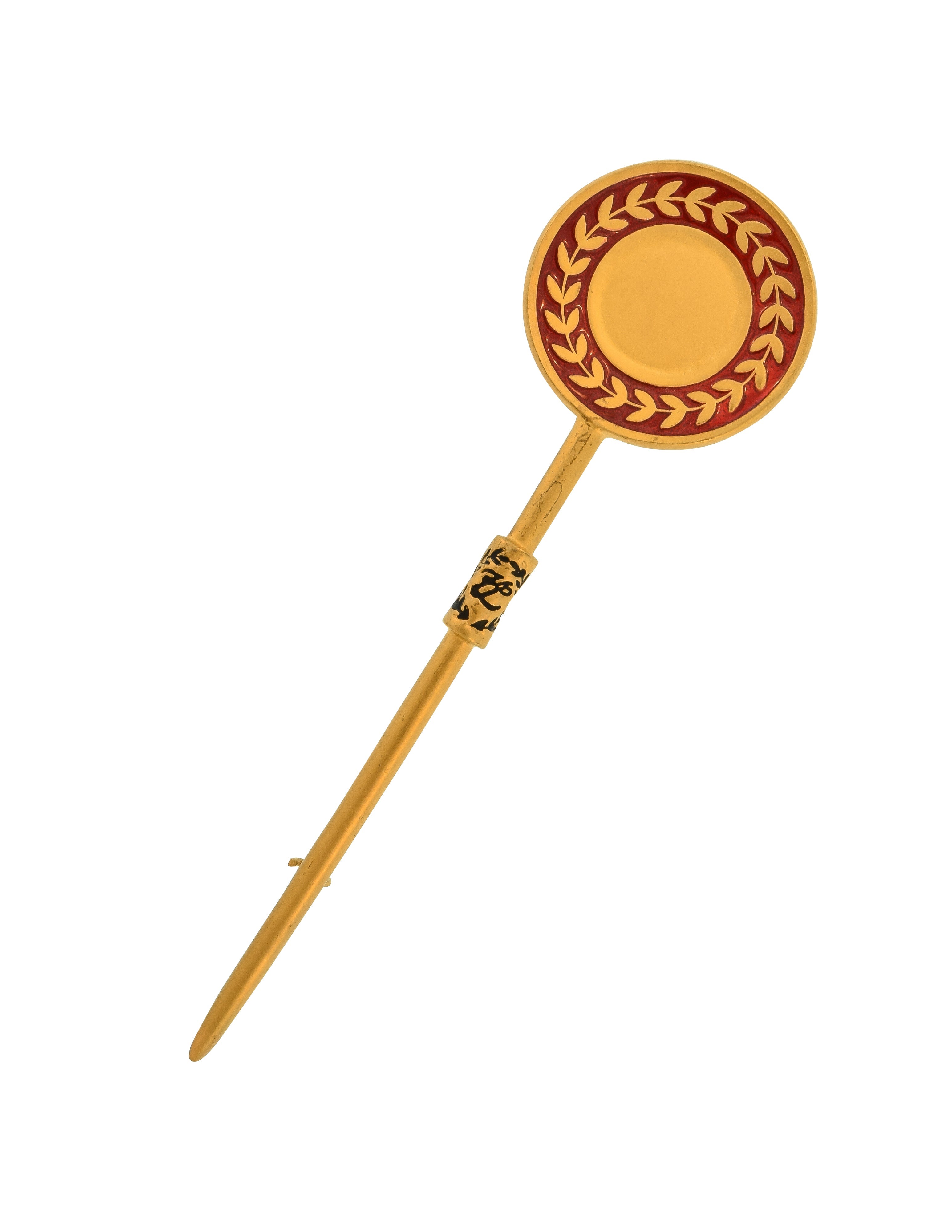 Karl Lagerfeld Vintage Golden & Red Enamel Dinner Plate Sceptre Pin