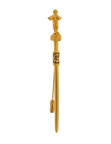 Karl Lagerfeld Vintage Golden Cherub Sceptre Stick Pin