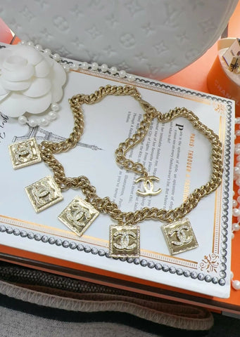 Chanel 23p CC square logo necklace