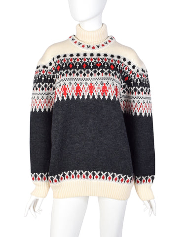 Moschino Vintage AW 1991 Incredible Men's Card Suits People Novelty Fair Isle Sweater