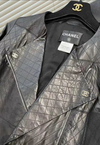 Chanel classic black leather jacket