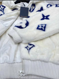 Louis Vuitton white & blue mink fur coat