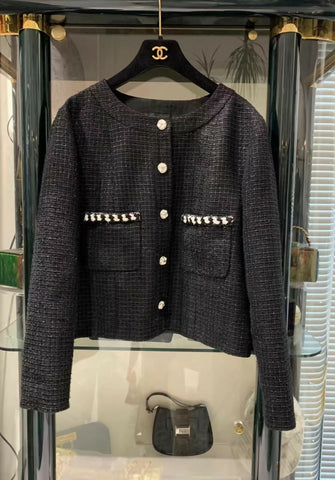 Chanel 24P black tweed jacket