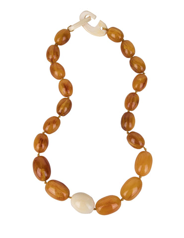 Patricia Von Musulin Vintage Amber and Ivory Graduated Egg Necklace