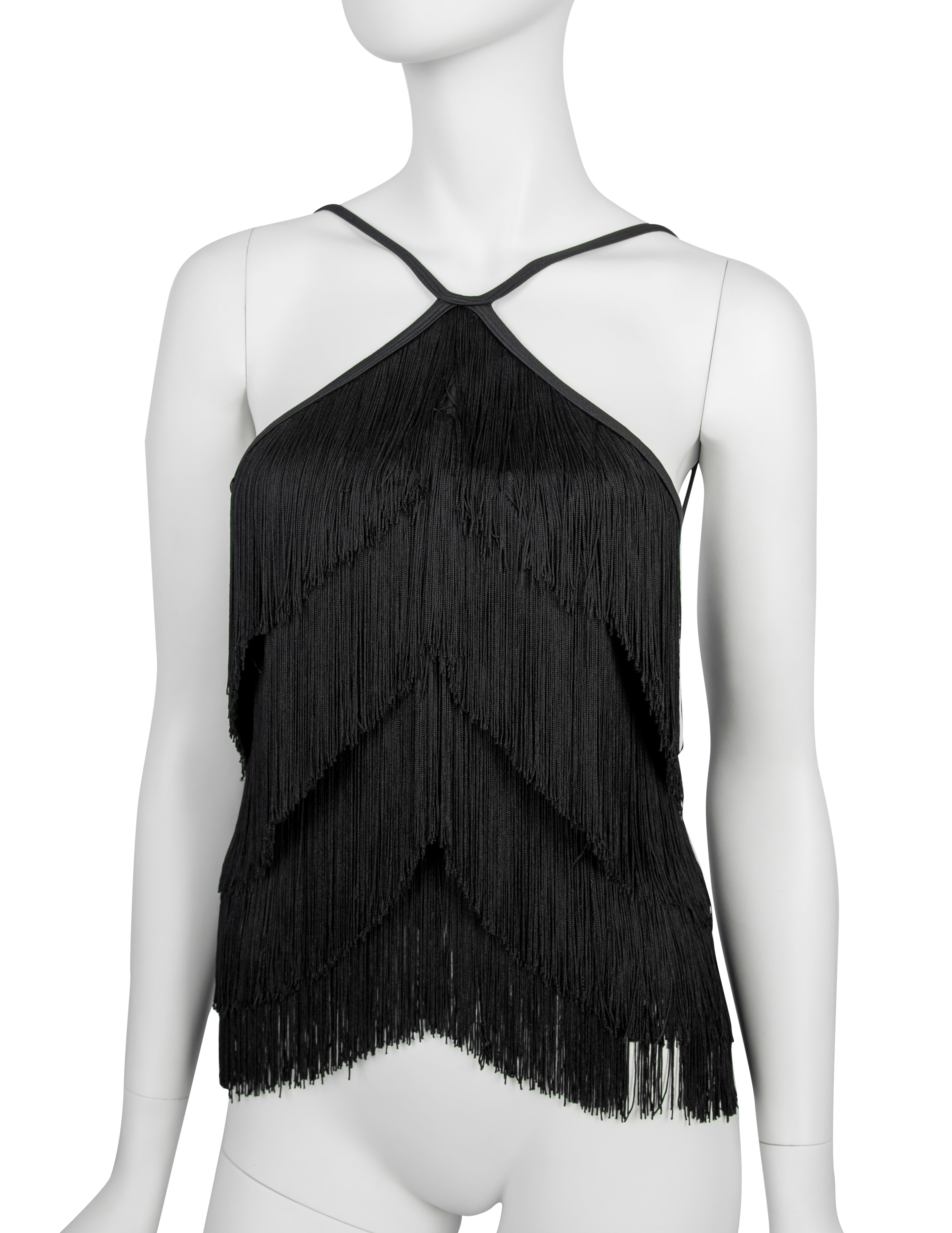 Plein Sud Vintage 1990s Black Fringe Top