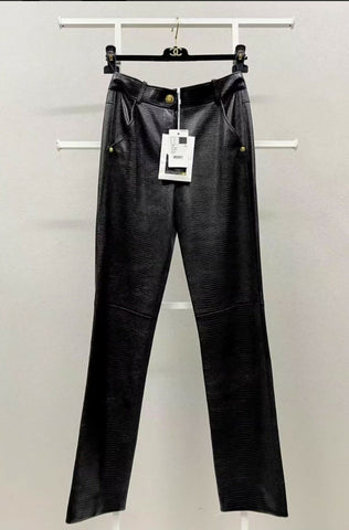 Chanel 19A Egyptian series lizard pattern leather trousers