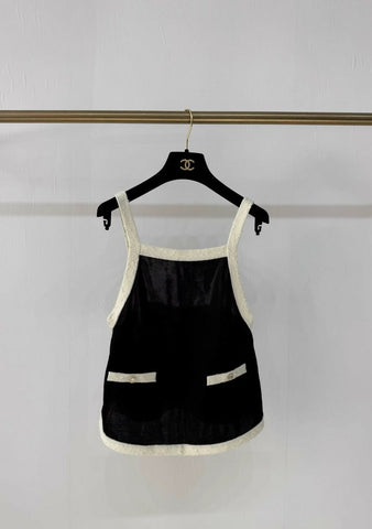 Chanel 25A black & white camisole