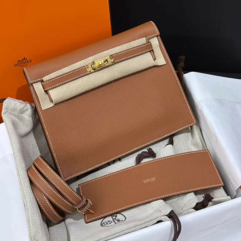 Hermes Kelly Danse Gold Leather with Gold Hardware